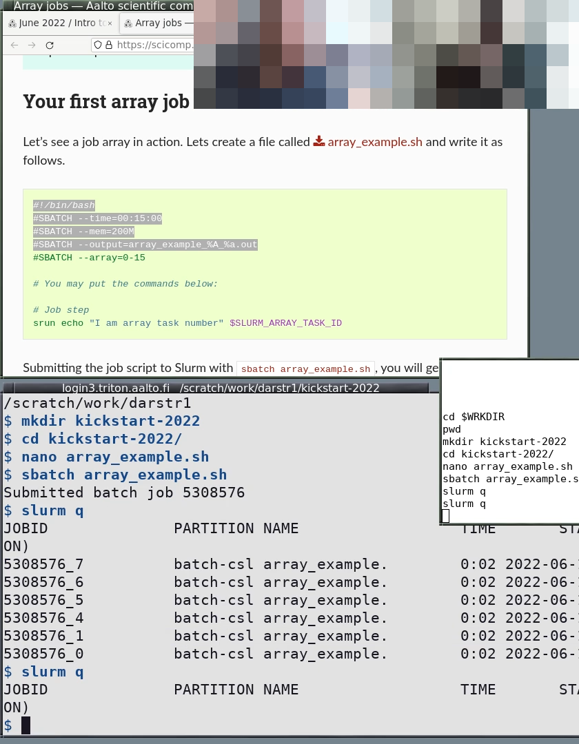 A 840 wide x 1080 tall screenshot or instructors, web browser, and terminal