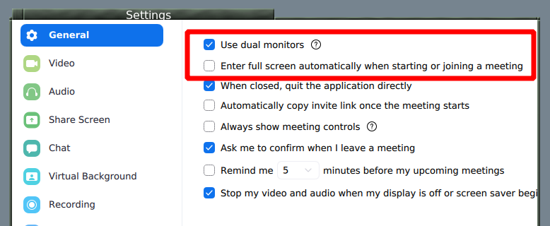 Other zoom settings